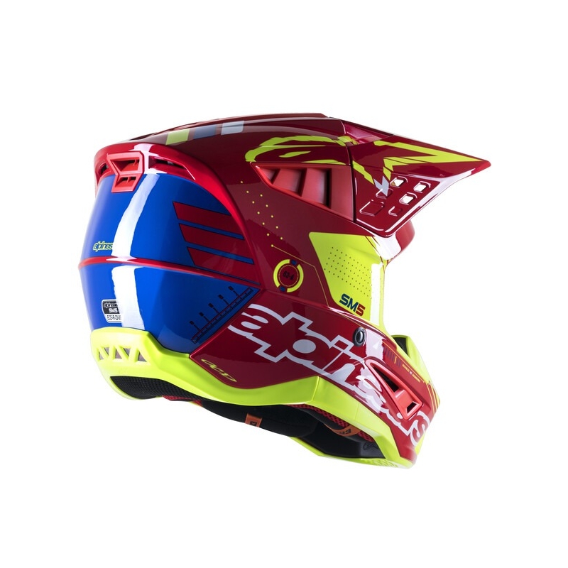 Alpinestars S-M5 Action motokros čelada rdeče-fluo rumeno-belo modra