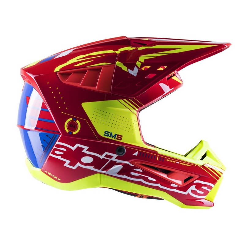 Alpinestars S-M5 Action motokros čelada rdeče-fluo rumeno-belo modra
