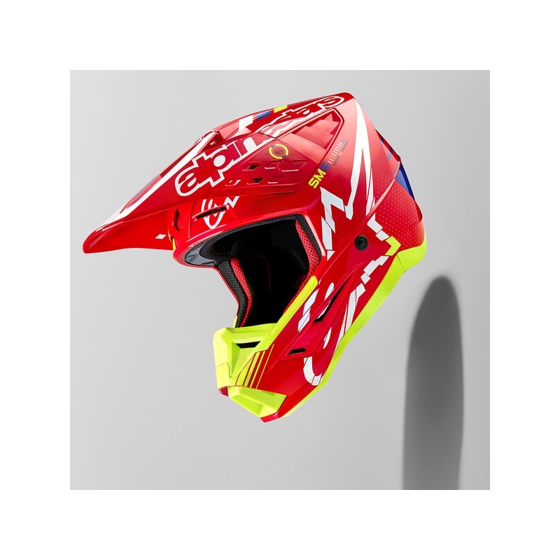 Alpinestars S-M5 Action motokros čelada rdeče-fluo rumeno-belo modra