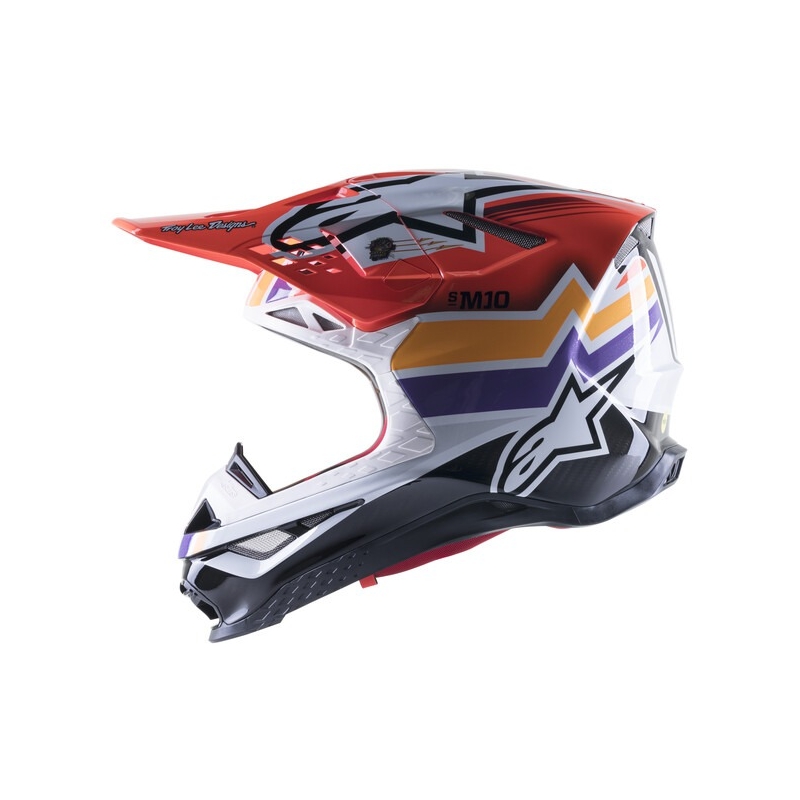 Alpinestars Supertech S-M10 motokros čelada Troy Lee Designs Edition oranžno-rumena-vijolično-bela črna