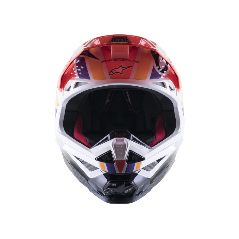 Alpinestars Supertech S-M10 motokros čelada Troy Lee Designs Edition oranžno-rumena-vijolično-bela črna