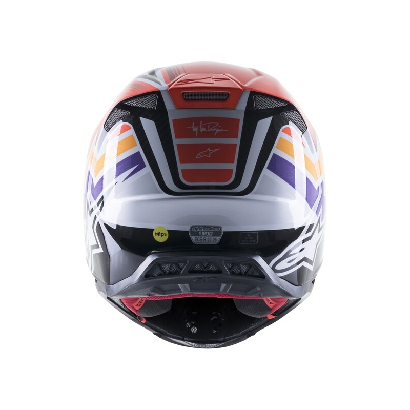 Alpinestars Supertech S-M10 motokros čelada Troy Lee Designs Edition oranžno-rumena-vijolično-bela črna