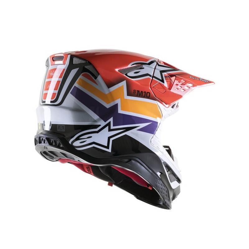 Alpinestars Supertech S-M10 motokros čelada Troy Lee Designs Edition oranžno-rumena-vijolično-bela črna