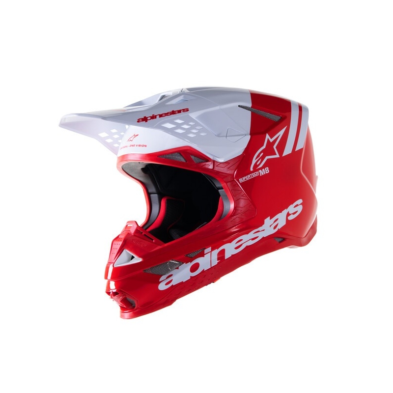 Motokros čelada Alpinestars Supertech S-M8 Radium 2 rdeče-bela