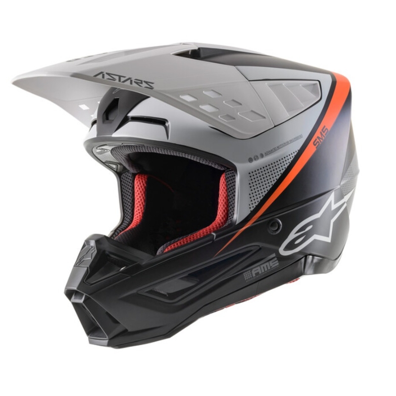 Motokros čelada Alpinestars S-M5 Rayon črno-bela-fluo oranžna mat