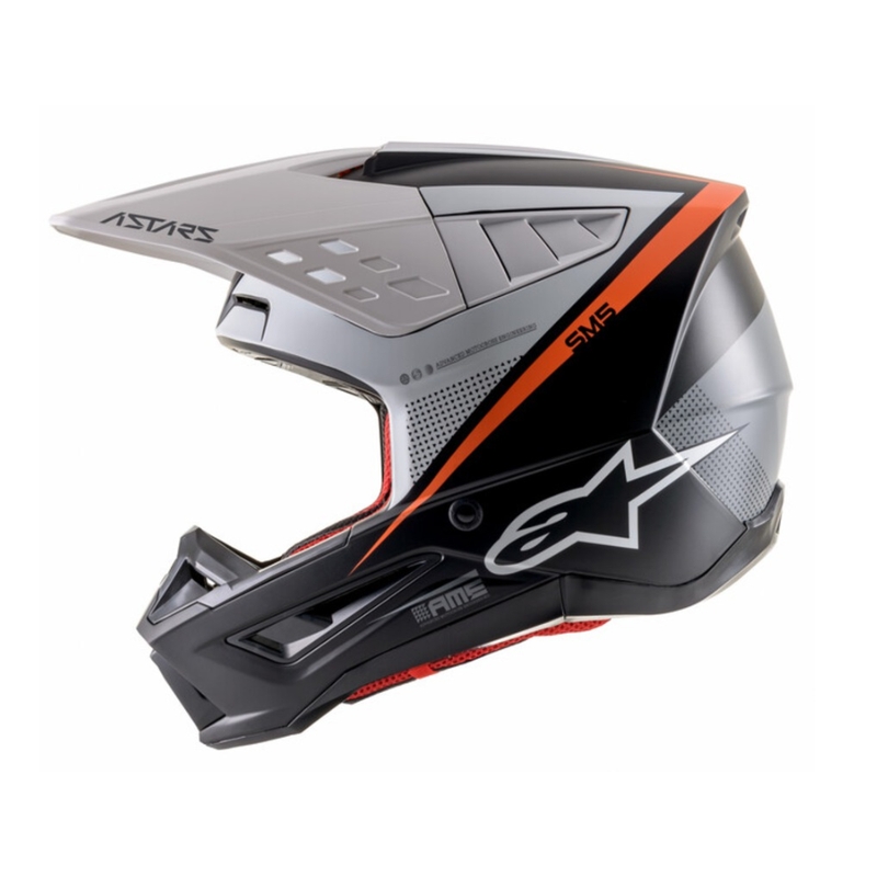 Motokros čelada Alpinestars S-M5 Rayon črno-bela-fluo oranžna mat