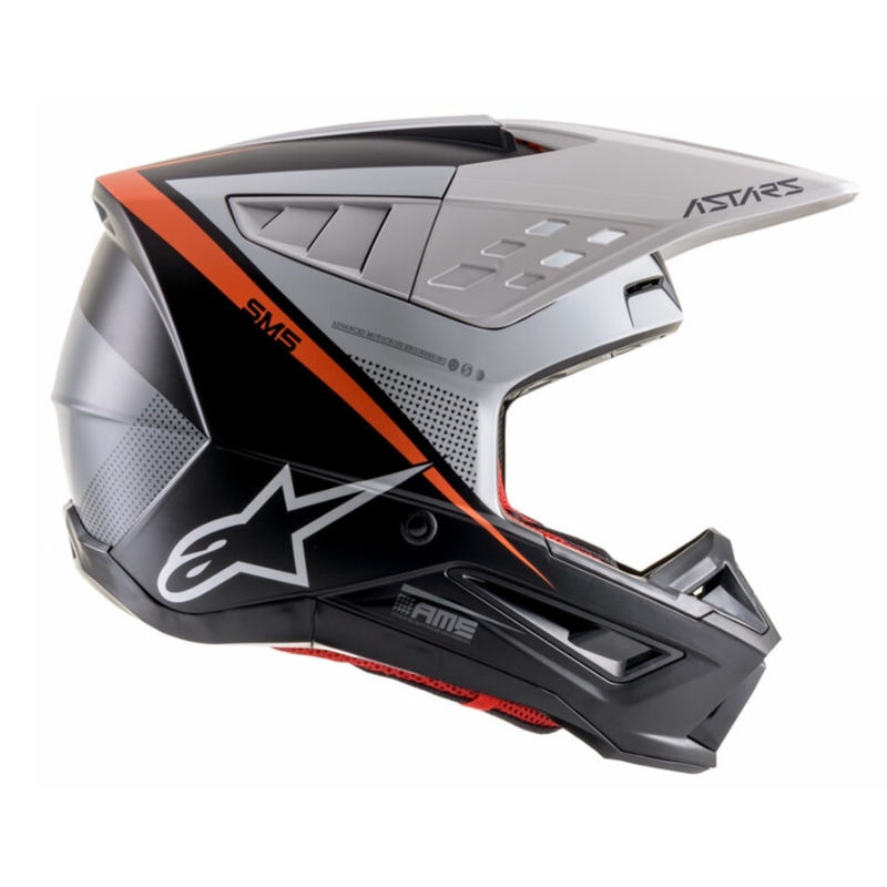Motokros čelada Alpinestars S-M5 Rayon črno-bela-fluo oranžna mat