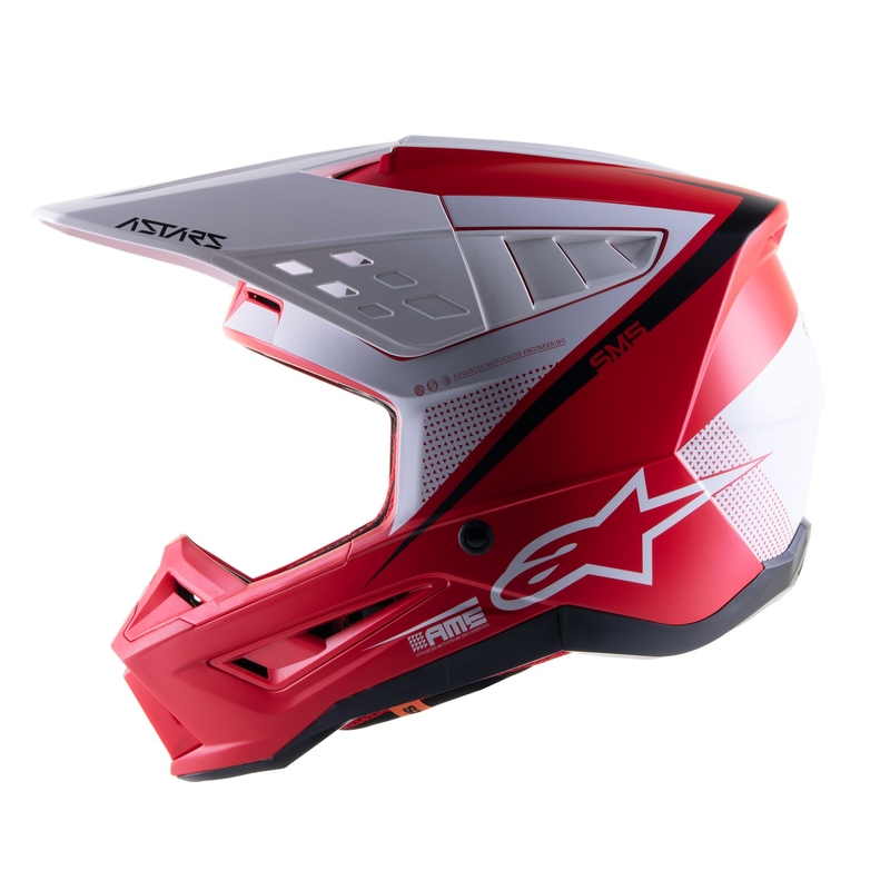 Motokros čelada Alpinestars S-M5 Rayon rdeče-belo-črna mat