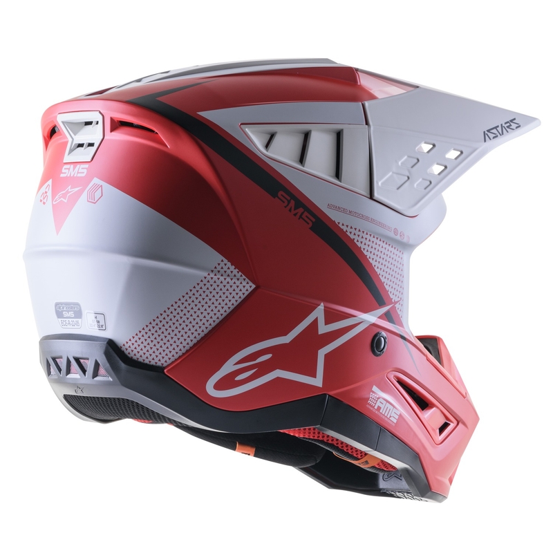 Motokros čelada Alpinestars S-M5 Rayon rdeče-belo-črna mat