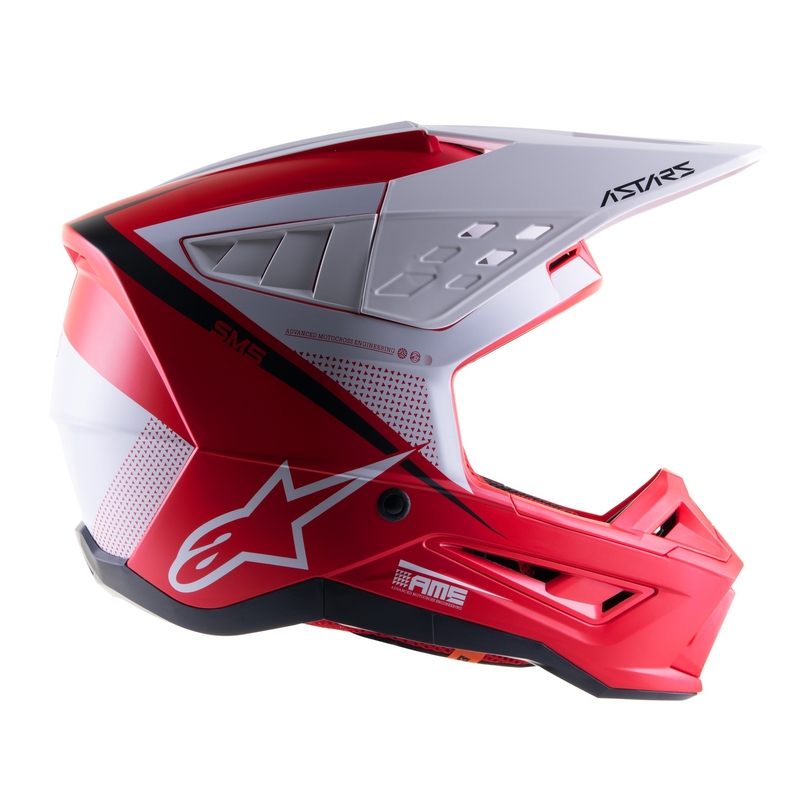 Motokros čelada Alpinestars S-M5 Rayon rdeče-belo-črna mat
