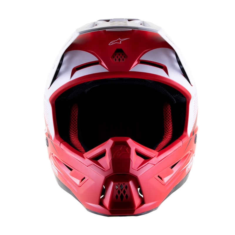 Motokros čelada Alpinestars S-M5 Rayon rdeče-belo-črna mat