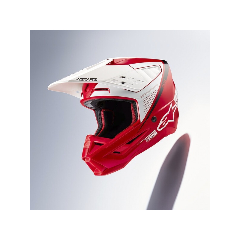 Motokros čelada Alpinestars S-M5 Rayon rdeče-belo-črna mat