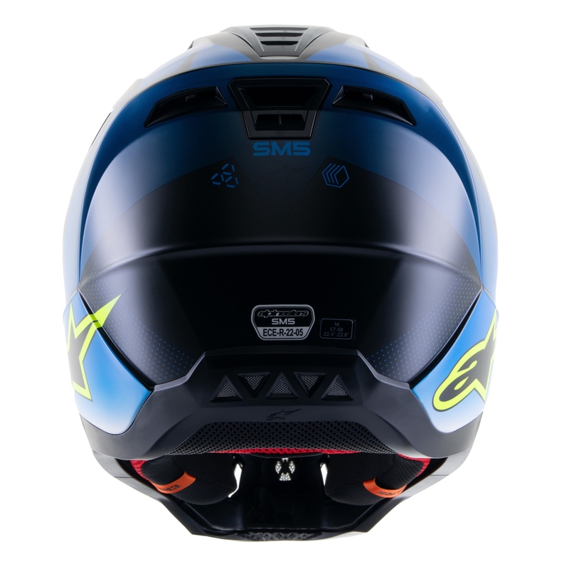 Motokros čelada Alpinestars S-M5 Rayon modra-fluo rumeno-belo-črna mat