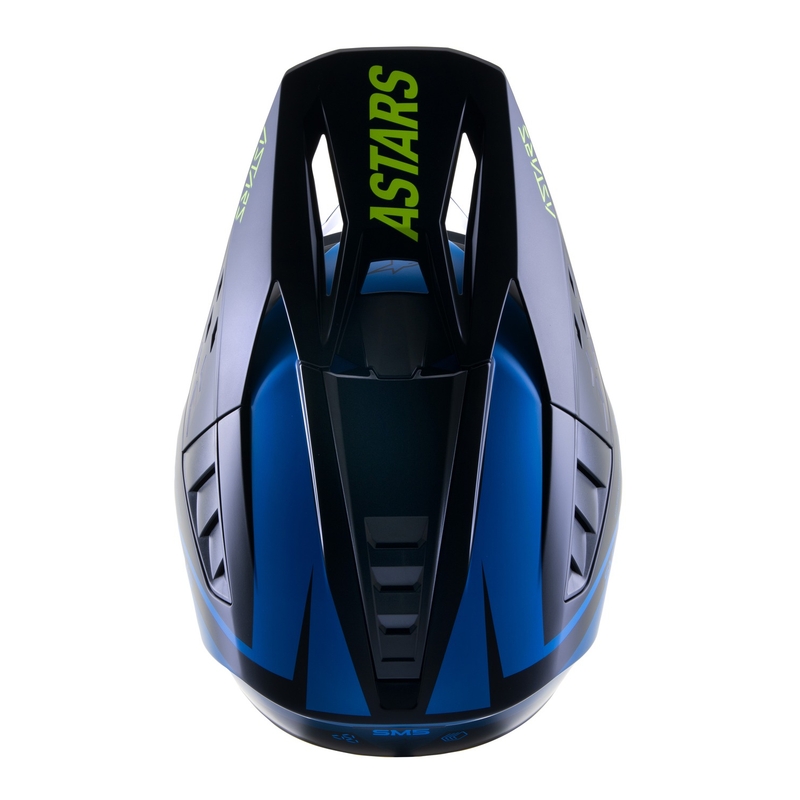 Motokros čelada Alpinestars S-M5 Rayon modra-fluo rumeno-belo-črna mat