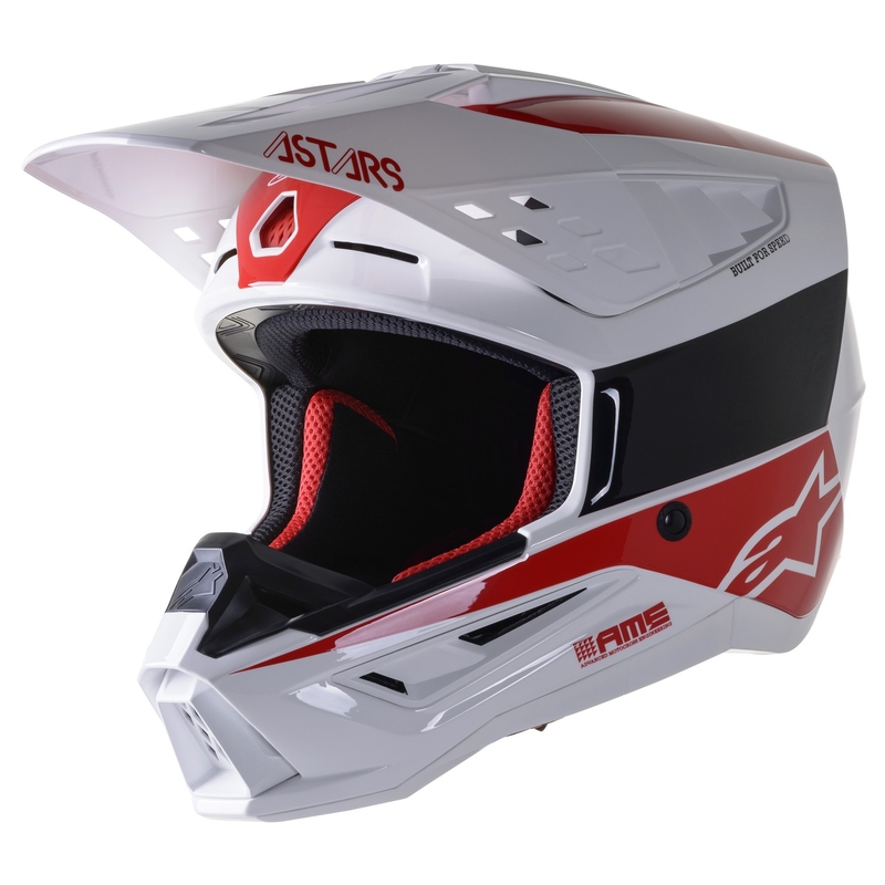 Motokros čelada Alpinestars S-M5 Bond belo-rdeča sijajna