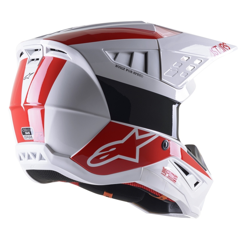 Motokros čelada Alpinestars S-M5 Bond belo-rdeča sijajna