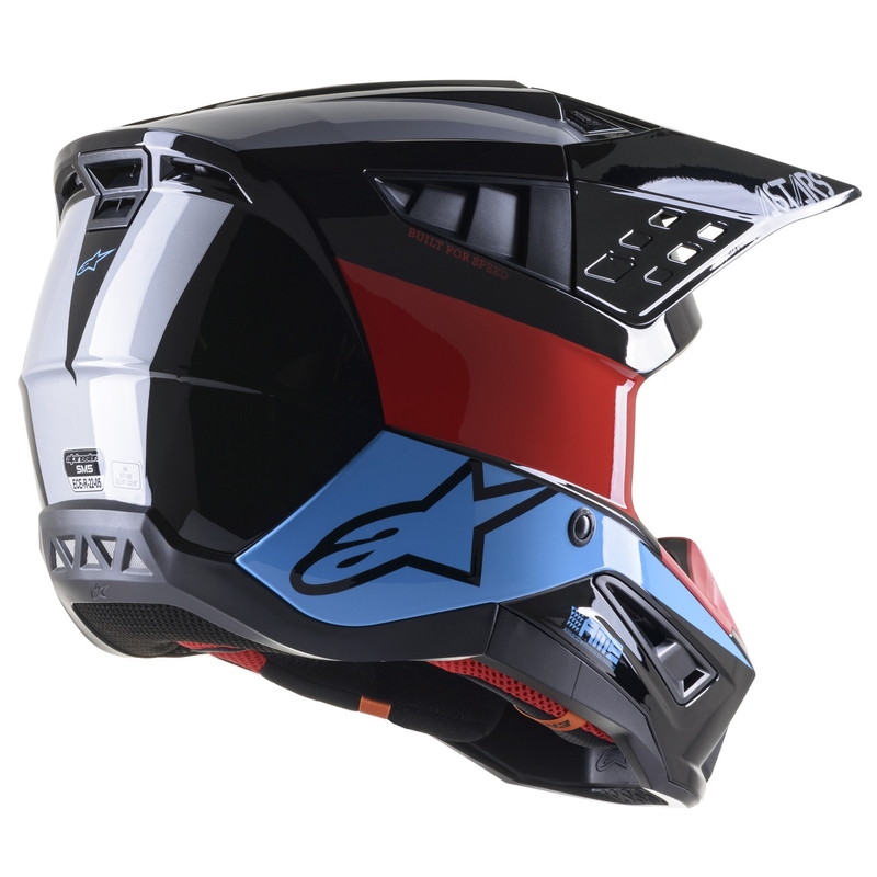 Alpinestars S-M5 Bond motokros čelada črno-rdeča-cian sijajna