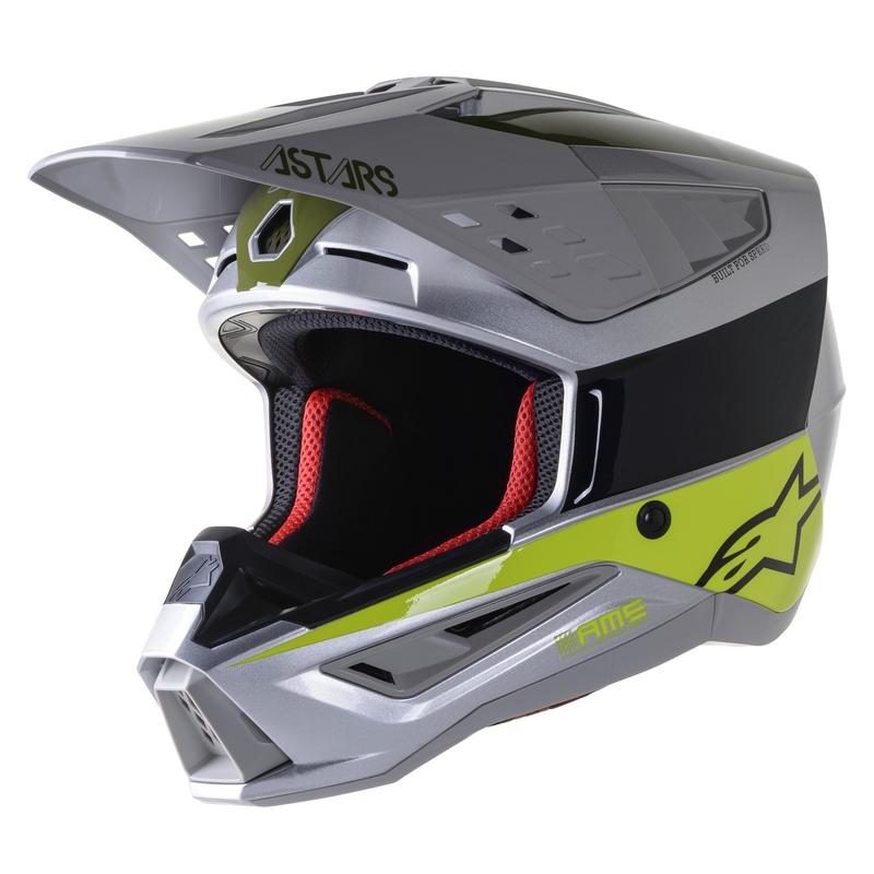 Alpinestars S-M5 Bond Motocross čelada Silver-Fluo Yellow-Green Glossy