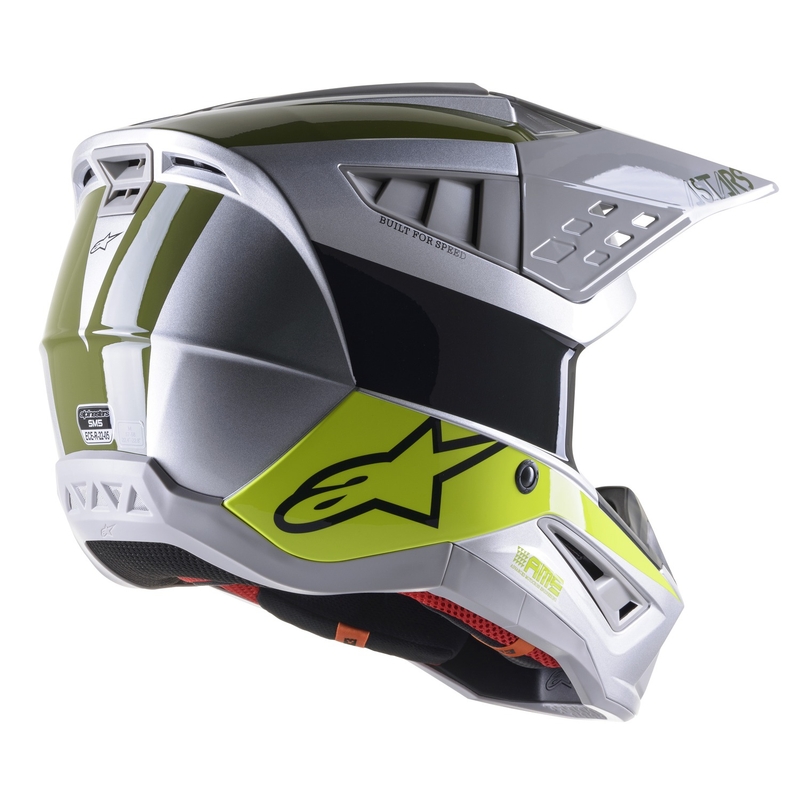 Alpinestars S-M5 Bond Motocross čelada Silver-Fluo Yellow-Green Glossy