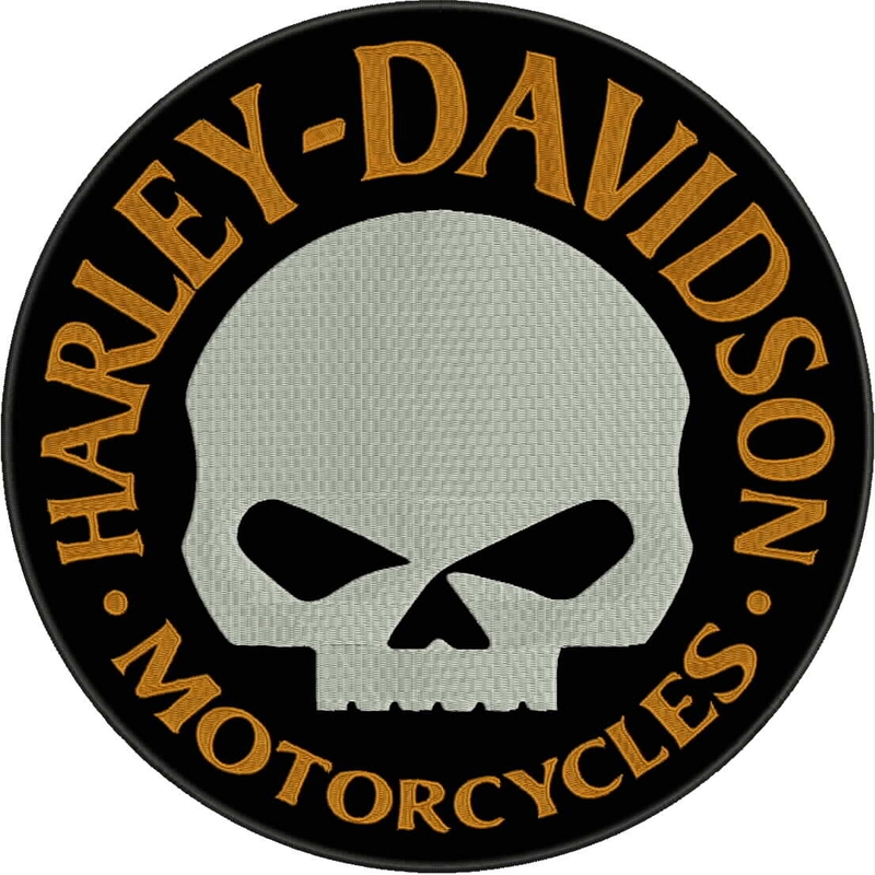 HD Motorcycles črno-belo-rumena našitka