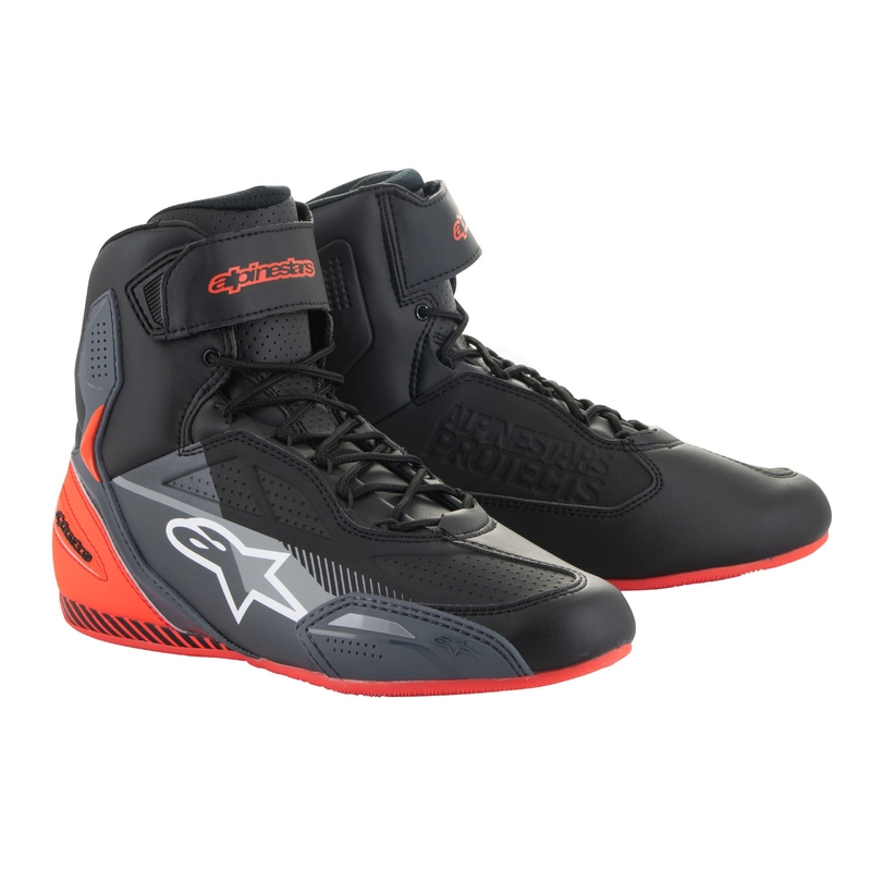 Motoristični škornji Alpinestars Faster-3 črno-sivo-fluo rdeči