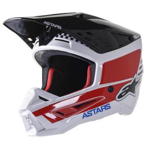Motokros čelada Alpinestars S-M5 Speed bela-temno modra-rdeča sijajna