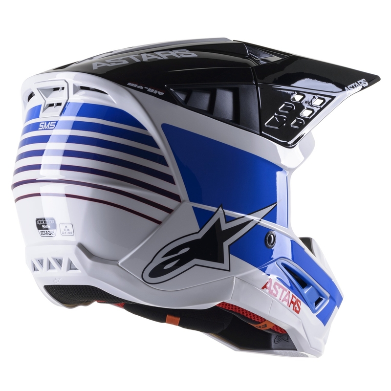 Motokros čelada Alpinestars S-M5 Speed bela-temno modra-rdeča sijajna