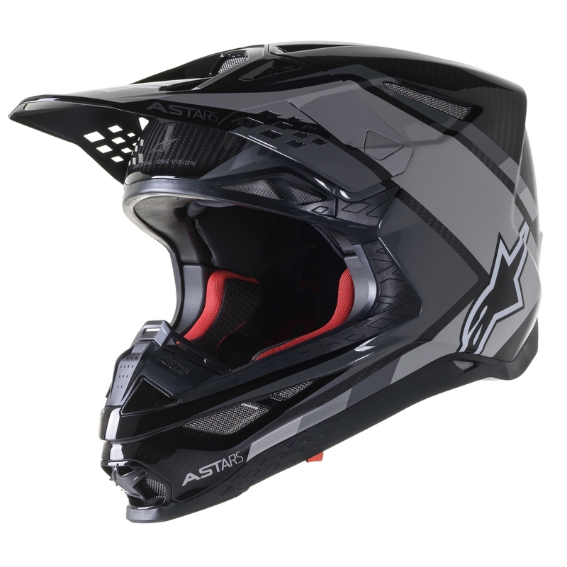 Alpinestars S-M10 Carbon Meta2 motokros čelada črno-siva sijajna