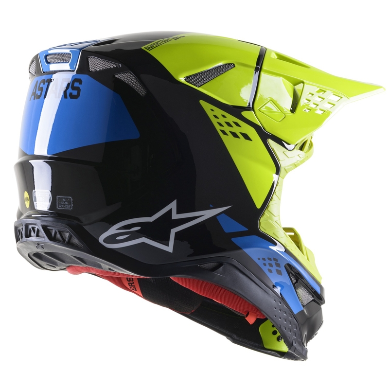 Alpinestars Supertech S-M8 Factory motokros čelada črno-fluo rumeno-modra sijajna