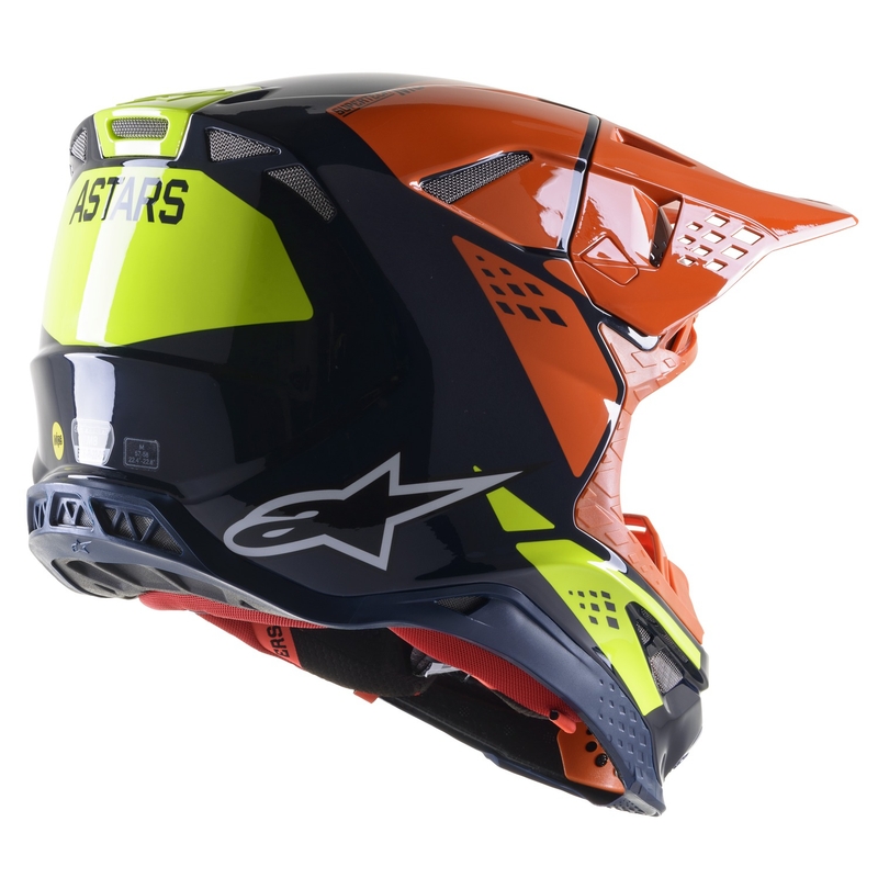 Alpinestars Supertech S-M8 Factory Motocross čelada Dark Blue-Orange-Fluo Yellow Glossy
