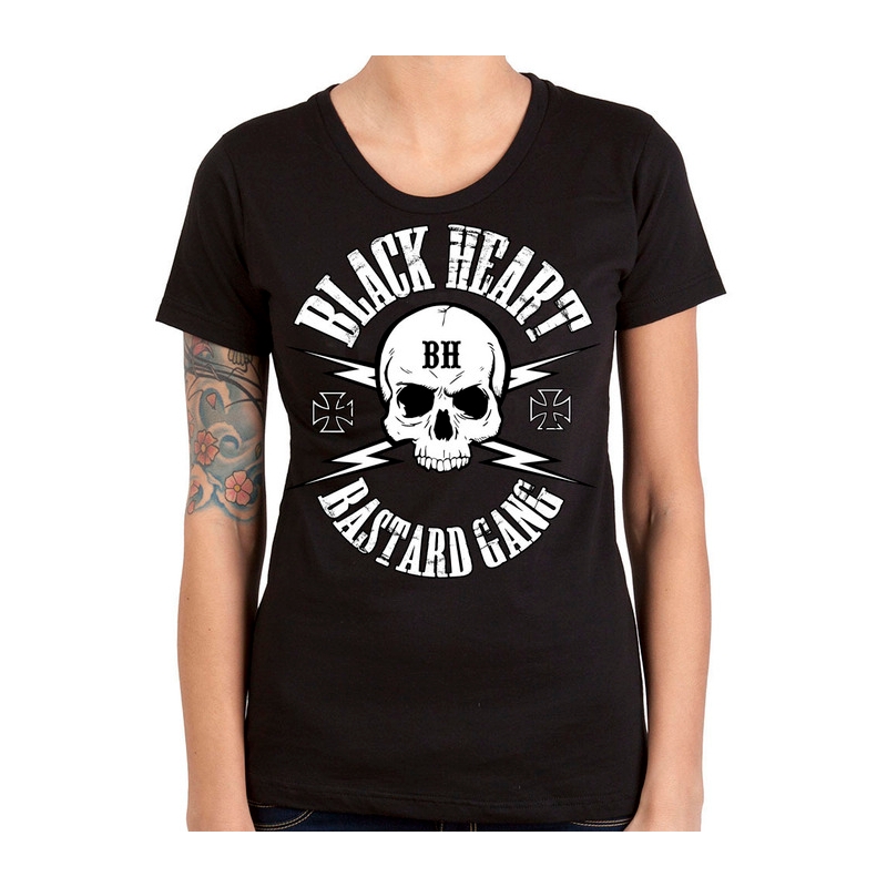 Ženska črna majica Heart Bastard Skull T-Shirt