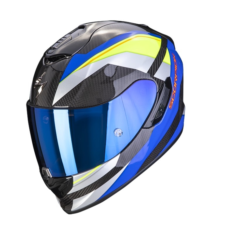 Integralna motoristična čelada Scorpion Exo-1400 Carbon Air Legione blue-fluo yellow - II. kakovosti