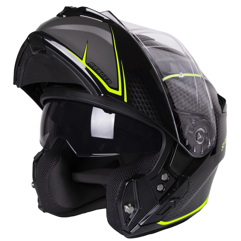 Motoristična čelada na preklop Street Racer Ranger črno-fluo rumena - II. kakovosti