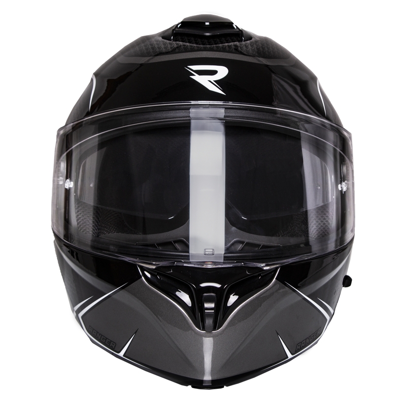Motoristična čelada na preklop Street Racer Ranger črno-bela - II. kakovosti