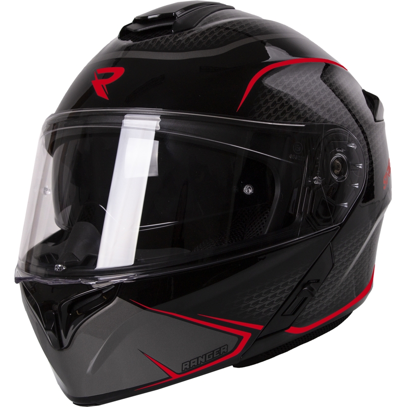 Motoristična čelada na preklop Street Racer Ranger črno-rdeča - II. kakovosti