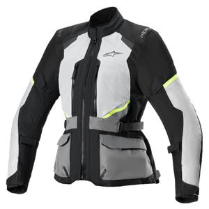 Alpinestars Stella Andes Air Drystar ženska motoristična jakna svetlo siva-temno siva-črna-fluo rumena