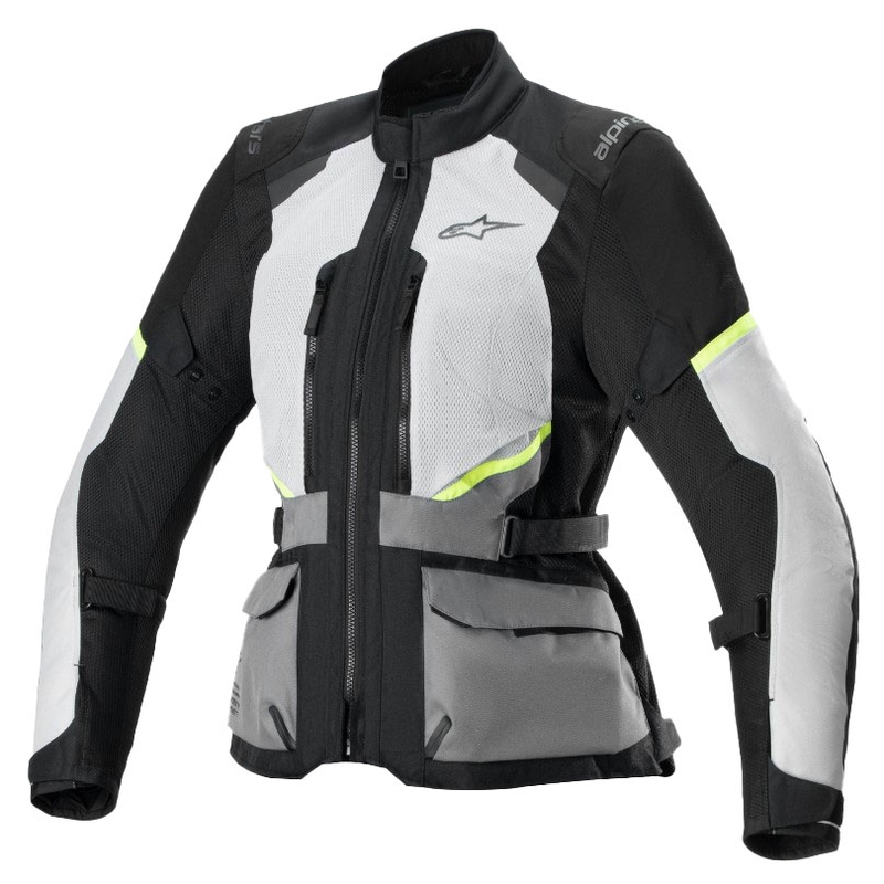 Alpinestars Stella Andes Air Drystar ženska motoristična jakna svetlo siva-temno siva-črna-fluo rumena