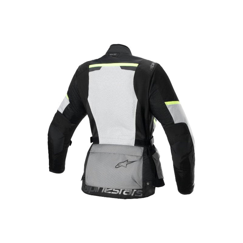 Alpinestars Stella Andes Air Drystar ženska motoristična jakna svetlo siva-temno siva-črna-fluo rumena