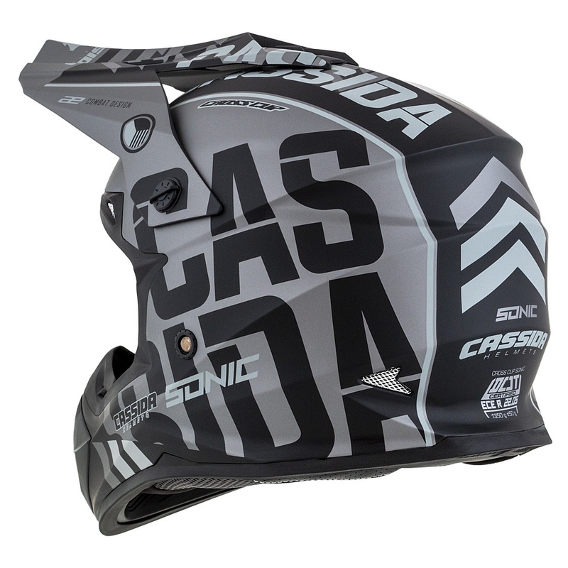 Otroška motokros čelada Cassida Cross Cup Sonic Junior mat sivo-črna