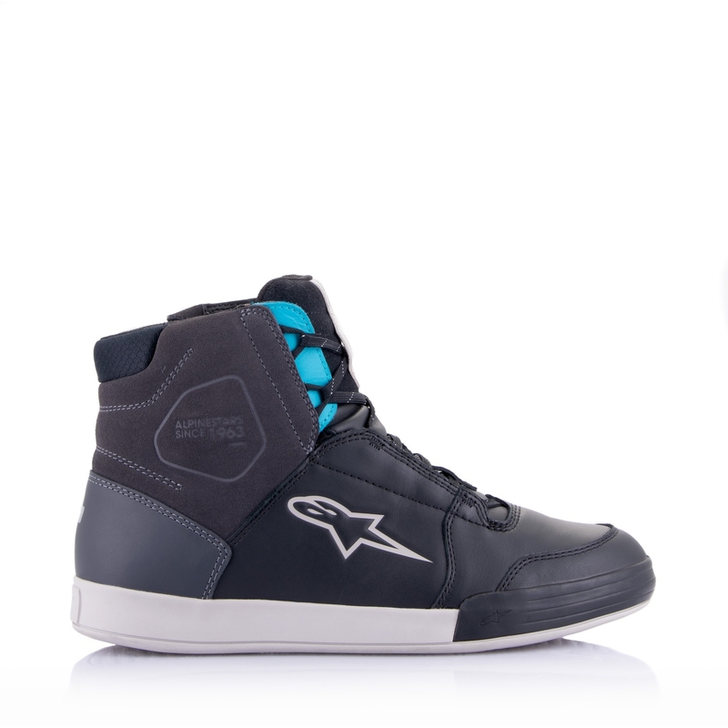 Ženski motoristični škornji Alpinestars Stella Chrome Drystar črno-sivo-modri