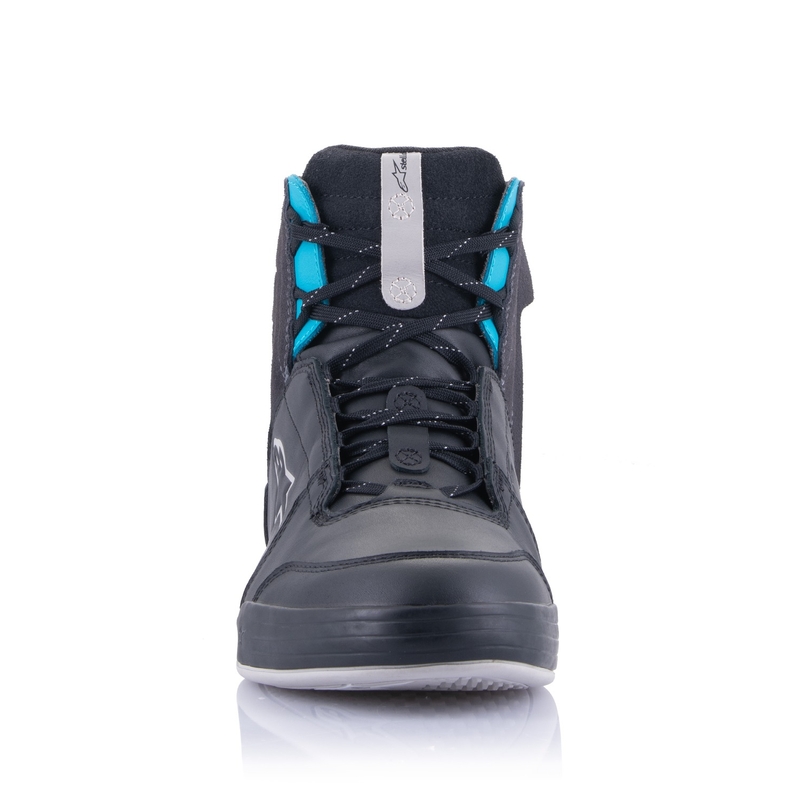 Ženski motoristični škornji Alpinestars Stella Chrome Drystar črno-sivo-modri