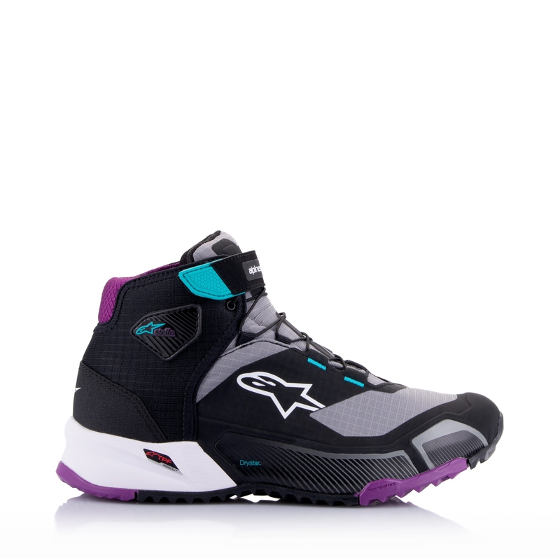 Alpinestars ženski motoristični škornji Stella CR-X Drystar črno-sivo-vijolično-turkizno