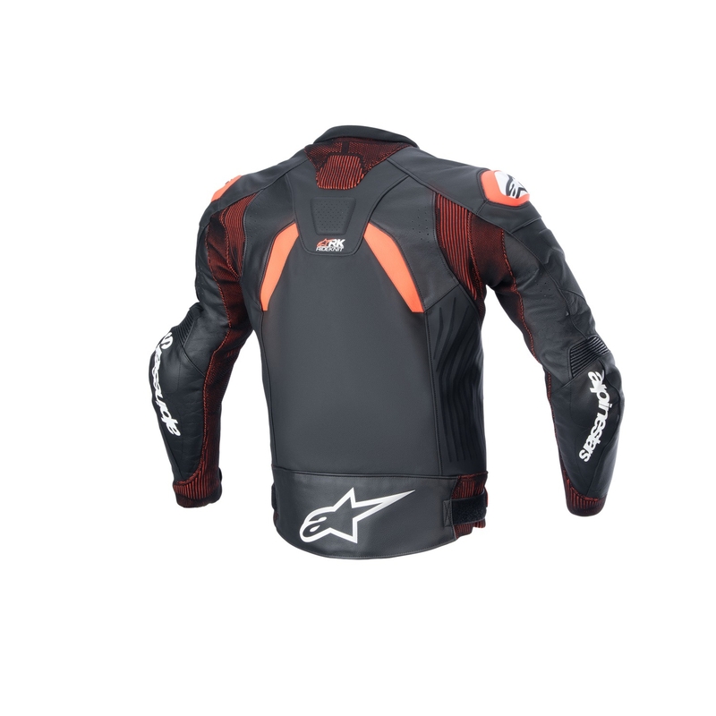 Usnjena motoristična jakna Alpinestars GP Plus R 4 Rideknit črno-fluo rdeče-bela