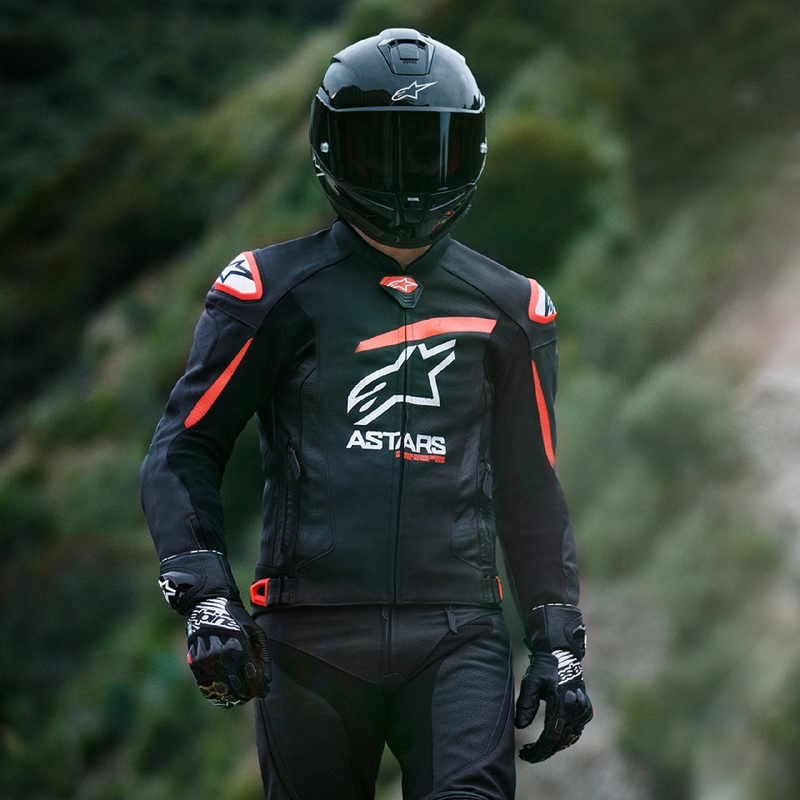 Usnjena motoristična jakna Alpinestars GP plus R 4 Airflow črno-fluo rdeče-bela