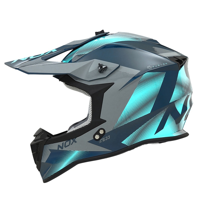 Motokros čelada NOX N633 fluo modro-siva