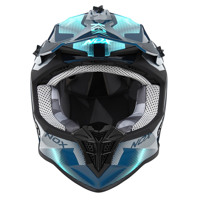 Motokros čelada NOX N633 fluo modro-siva