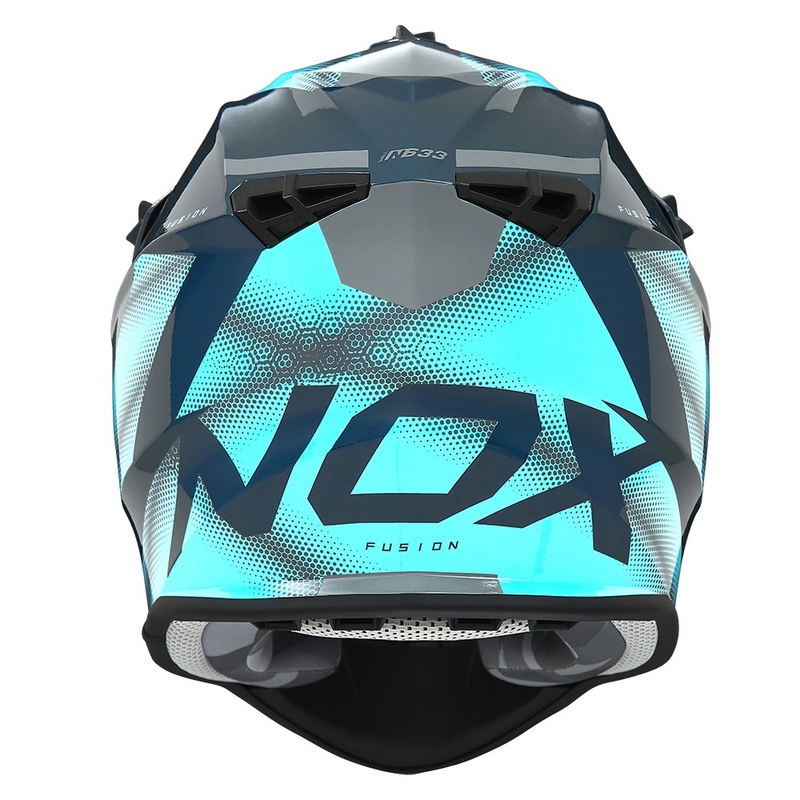 Motokros čelada NOX N633 fluo modro-siva