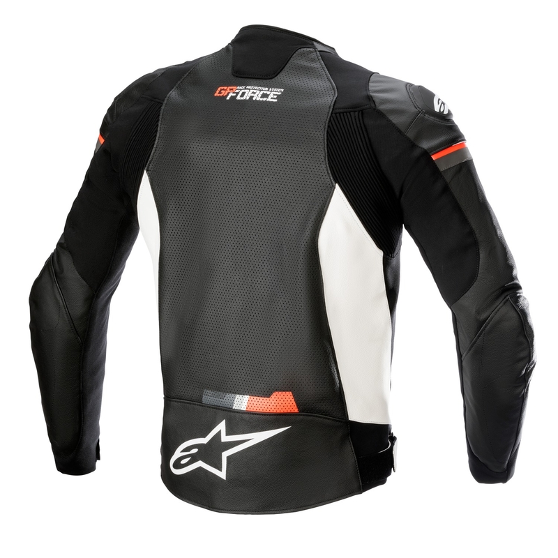 Usnjena motoristična jakna Alpinestars GP Force Airflow črno-belo-fluo rdeča