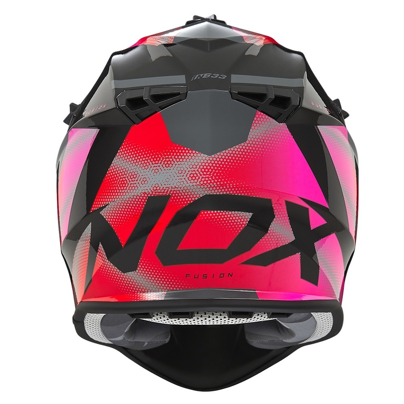 Ženska motokros čelada NOX N633 fluo roza-rdeče-siva