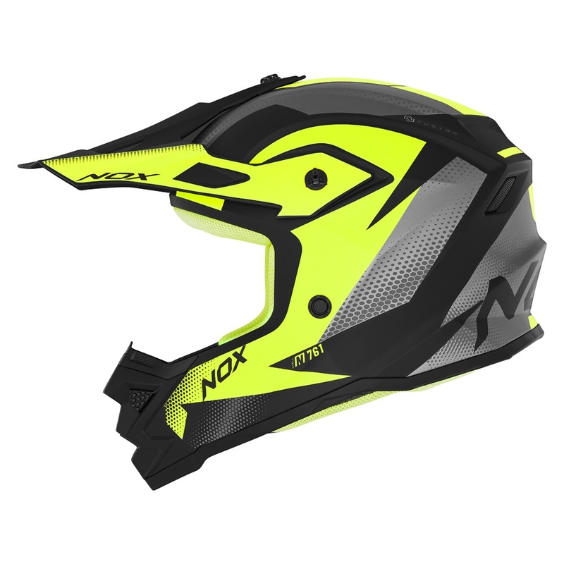 Otroška motokros čelada NOX N761 MX fluo rumeno-črno-siva